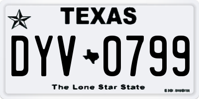 TX license plate DYV0799