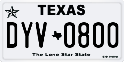 TX license plate DYV0800