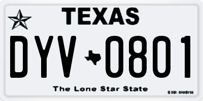 TX license plate DYV0801