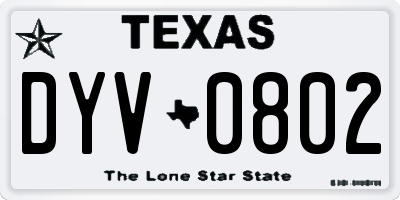 TX license plate DYV0802