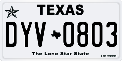 TX license plate DYV0803