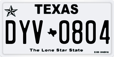 TX license plate DYV0804
