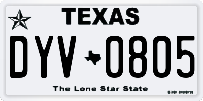 TX license plate DYV0805