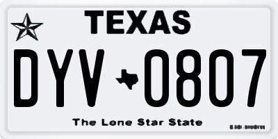 TX license plate DYV0807
