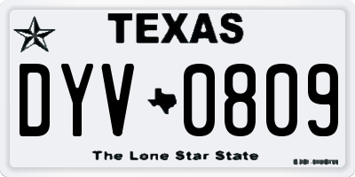 TX license plate DYV0809
