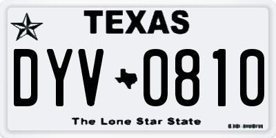TX license plate DYV0810