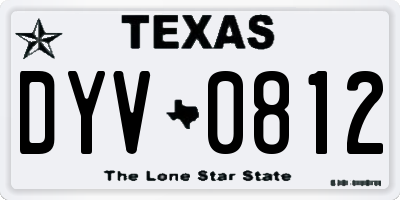 TX license plate DYV0812
