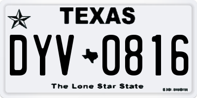 TX license plate DYV0816