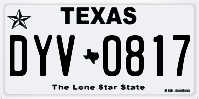 TX license plate DYV0817