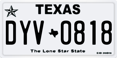 TX license plate DYV0818