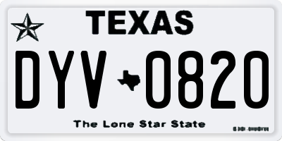 TX license plate DYV0820