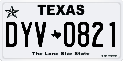 TX license plate DYV0821