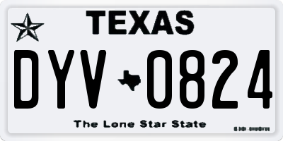 TX license plate DYV0824
