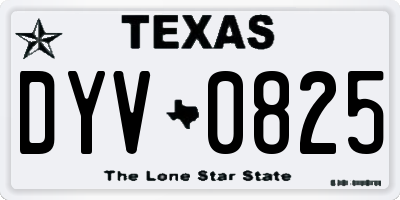 TX license plate DYV0825