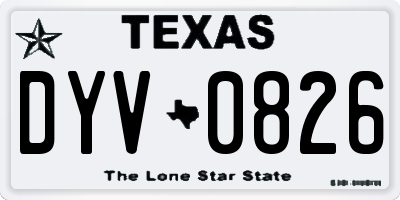 TX license plate DYV0826