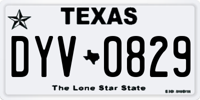TX license plate DYV0829