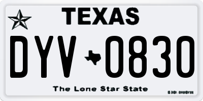 TX license plate DYV0830
