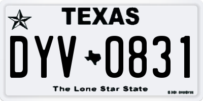 TX license plate DYV0831