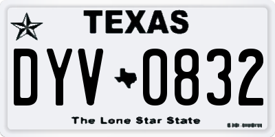 TX license plate DYV0832