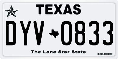 TX license plate DYV0833