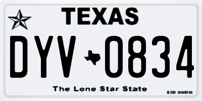 TX license plate DYV0834