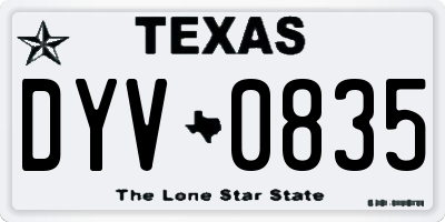 TX license plate DYV0835