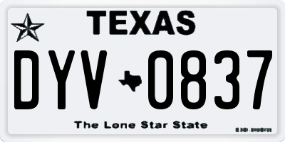 TX license plate DYV0837