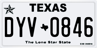 TX license plate DYV0846