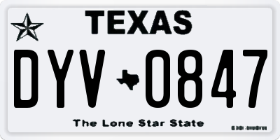TX license plate DYV0847