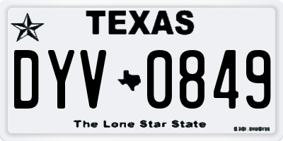TX license plate DYV0849