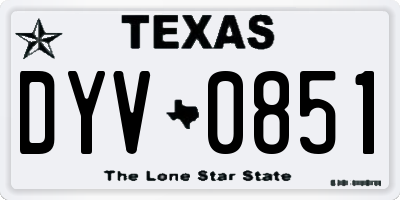 TX license plate DYV0851
