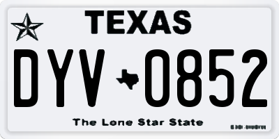 TX license plate DYV0852