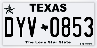TX license plate DYV0853