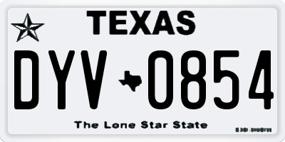 TX license plate DYV0854