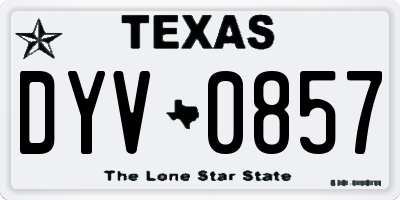 TX license plate DYV0857