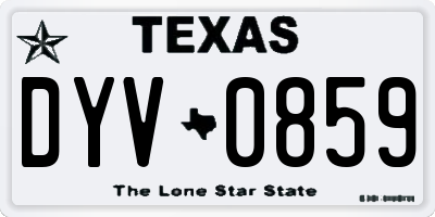 TX license plate DYV0859