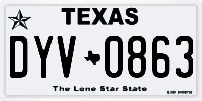 TX license plate DYV0863