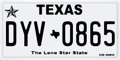 TX license plate DYV0865