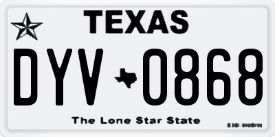 TX license plate DYV0868