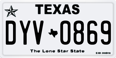TX license plate DYV0869