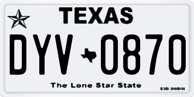 TX license plate DYV0870
