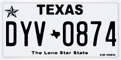 TX license plate DYV0874