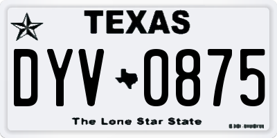 TX license plate DYV0875