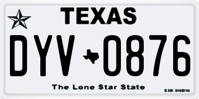 TX license plate DYV0876