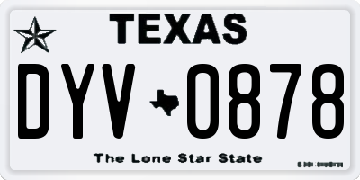 TX license plate DYV0878