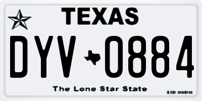 TX license plate DYV0884
