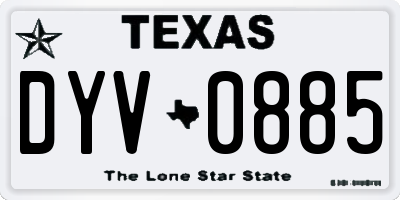 TX license plate DYV0885