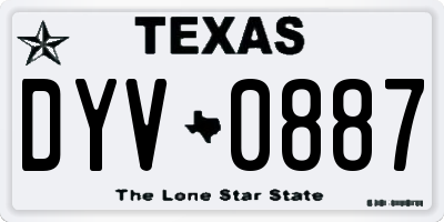 TX license plate DYV0887