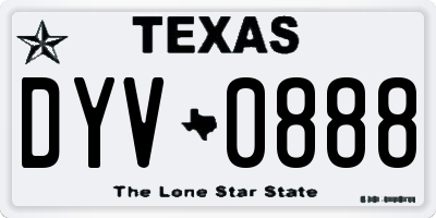 TX license plate DYV0888