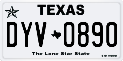 TX license plate DYV0890
